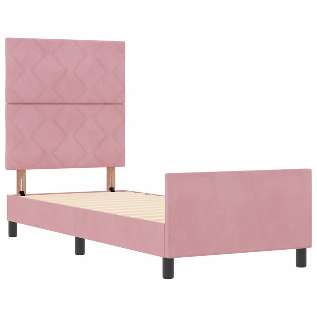 Box spring seng med hovedgærde Lyserød 80 x 200 cm Fløjl