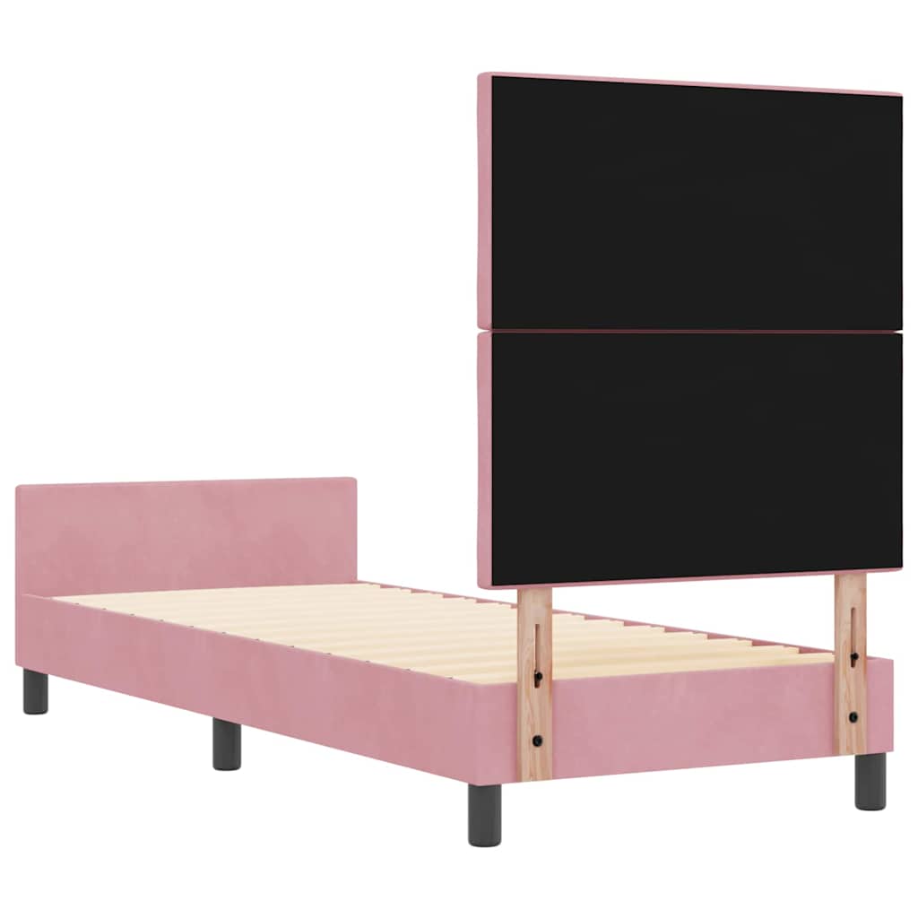 Box spring seng med hovedgærde Lyserød 80 x 200 cm Fløjl