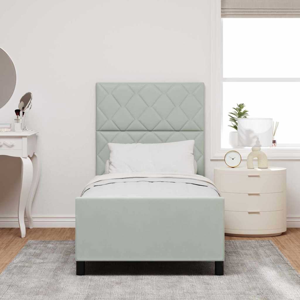 Box spring seng med hovedgærde Lysegrå 90 x 190 cm Fløjl