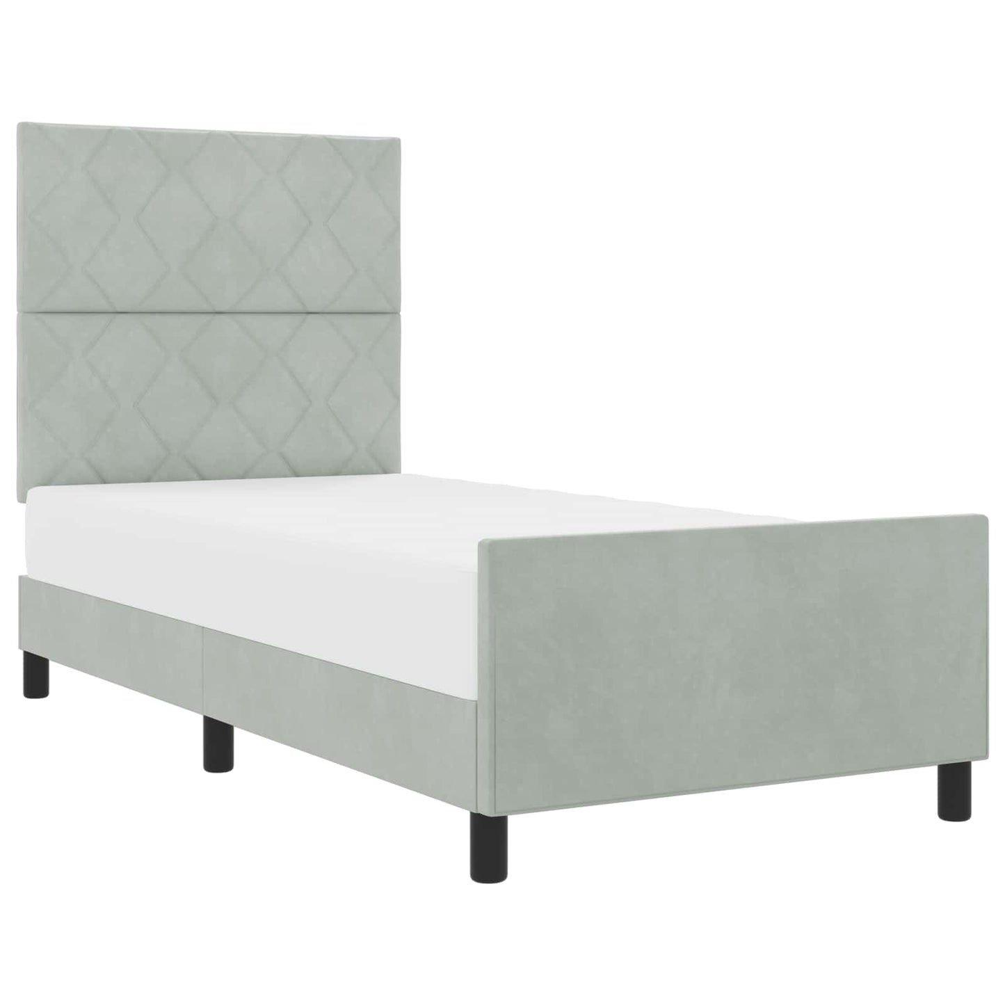 Box spring seng med hovedgærde Lysegrå 90 x 190 cm Fløjl
