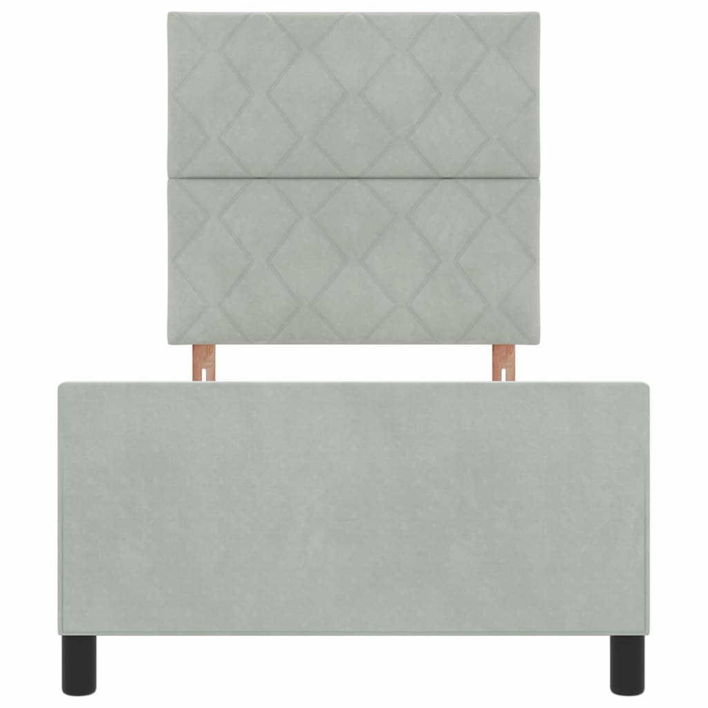 Box spring seng med hovedgærde Lysegrå 90 x 190 cm Fløjl