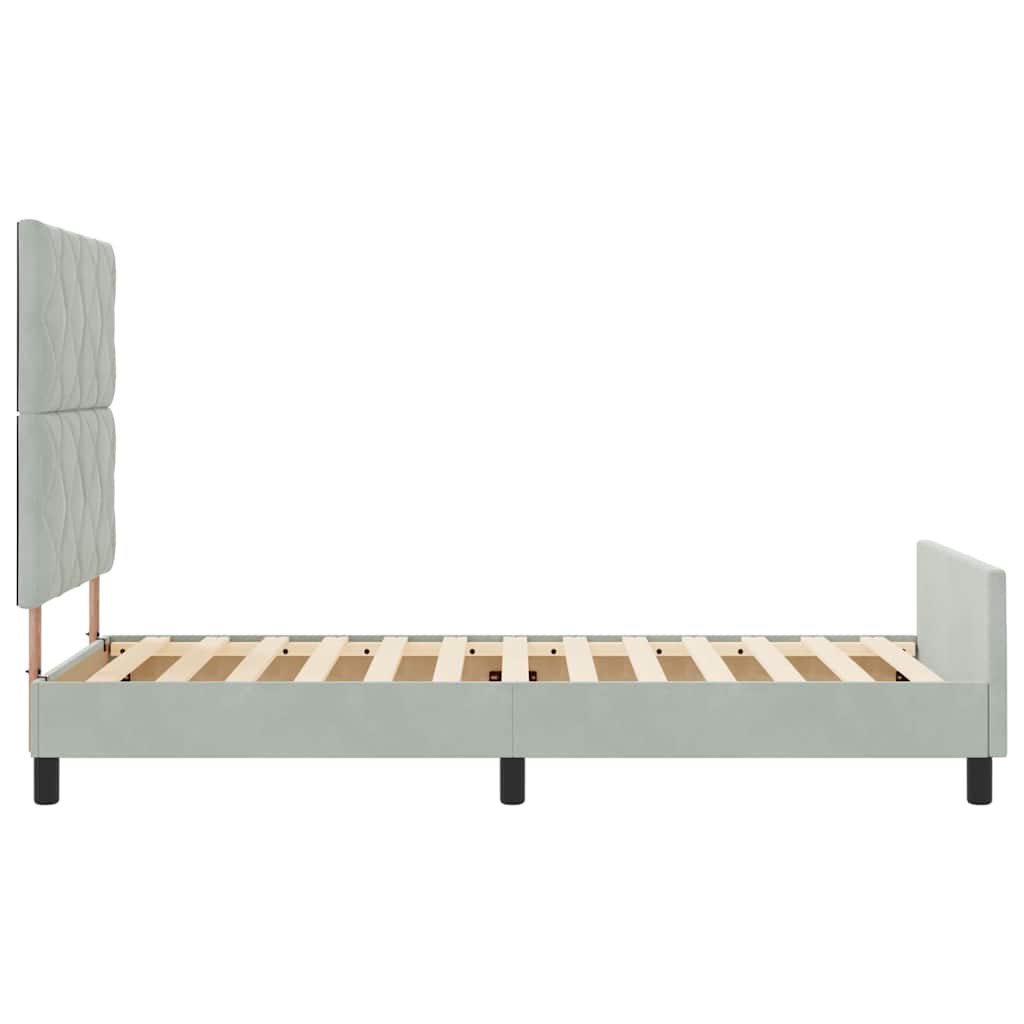 Box spring seng med hovedgærde Lysegrå 90 x 190 cm Fløjl