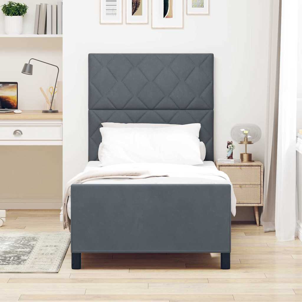 Box spring seng med hovedgærde Mørkegrå 90 x 190 cm Fløjl