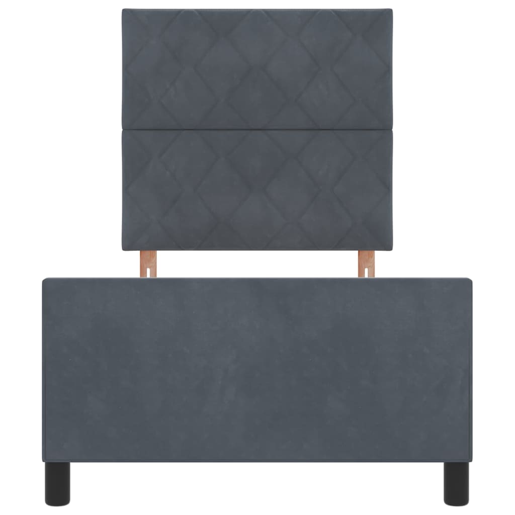 Box spring seng med hovedgærde Mørkegrå 90 x 190 cm Fløjl