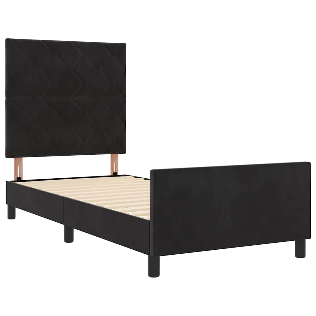 Box spring seng med hovedgærde Sort 90 x 190 cm Fløjl
