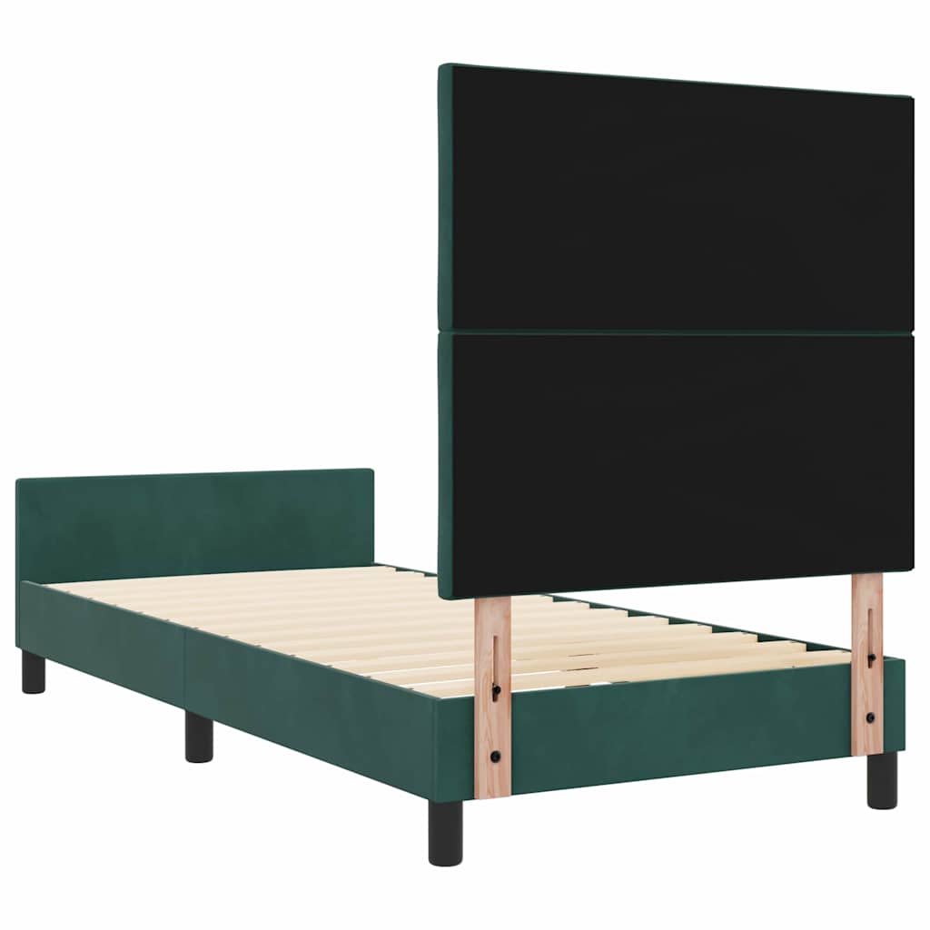 Box spring seng med hovedgærde Mørkegrøn 90 x 190 cm Fløjl