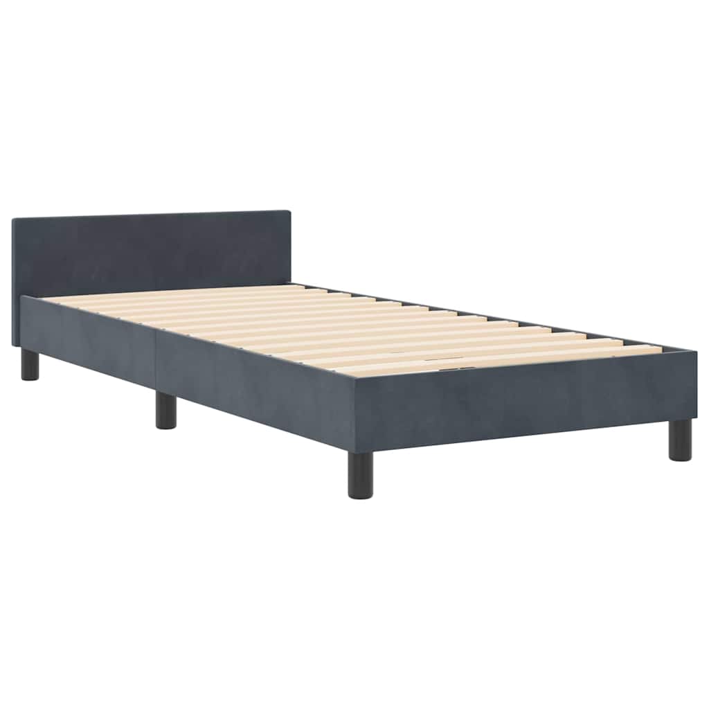 Box spring seng med hovedgærde Mørkegrå 90 x 200 cm Fløjl