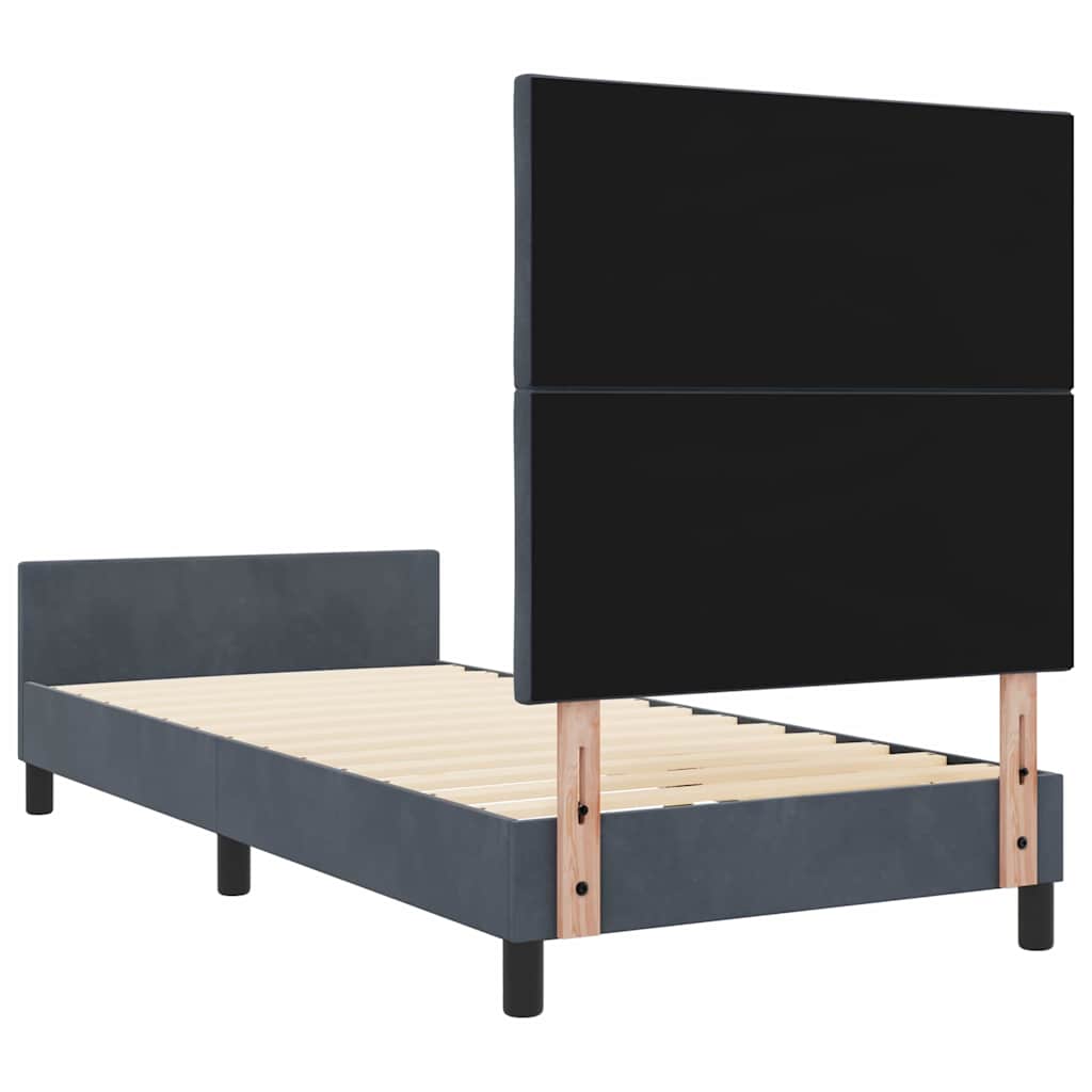 Box spring seng med hovedgærde Mørkegrå 90 x 200 cm Fløjl
