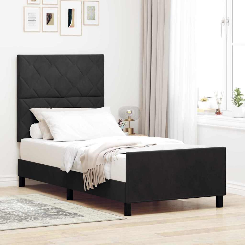 Box spring seng med hovedgærde Sort 90 x 200 cm Fløjl