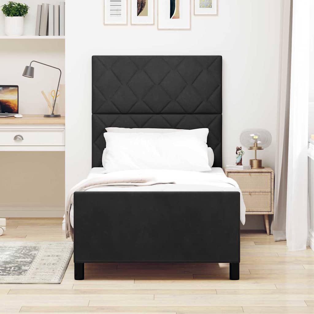Box spring seng med hovedgærde Sort 90 x 200 cm Fløjl