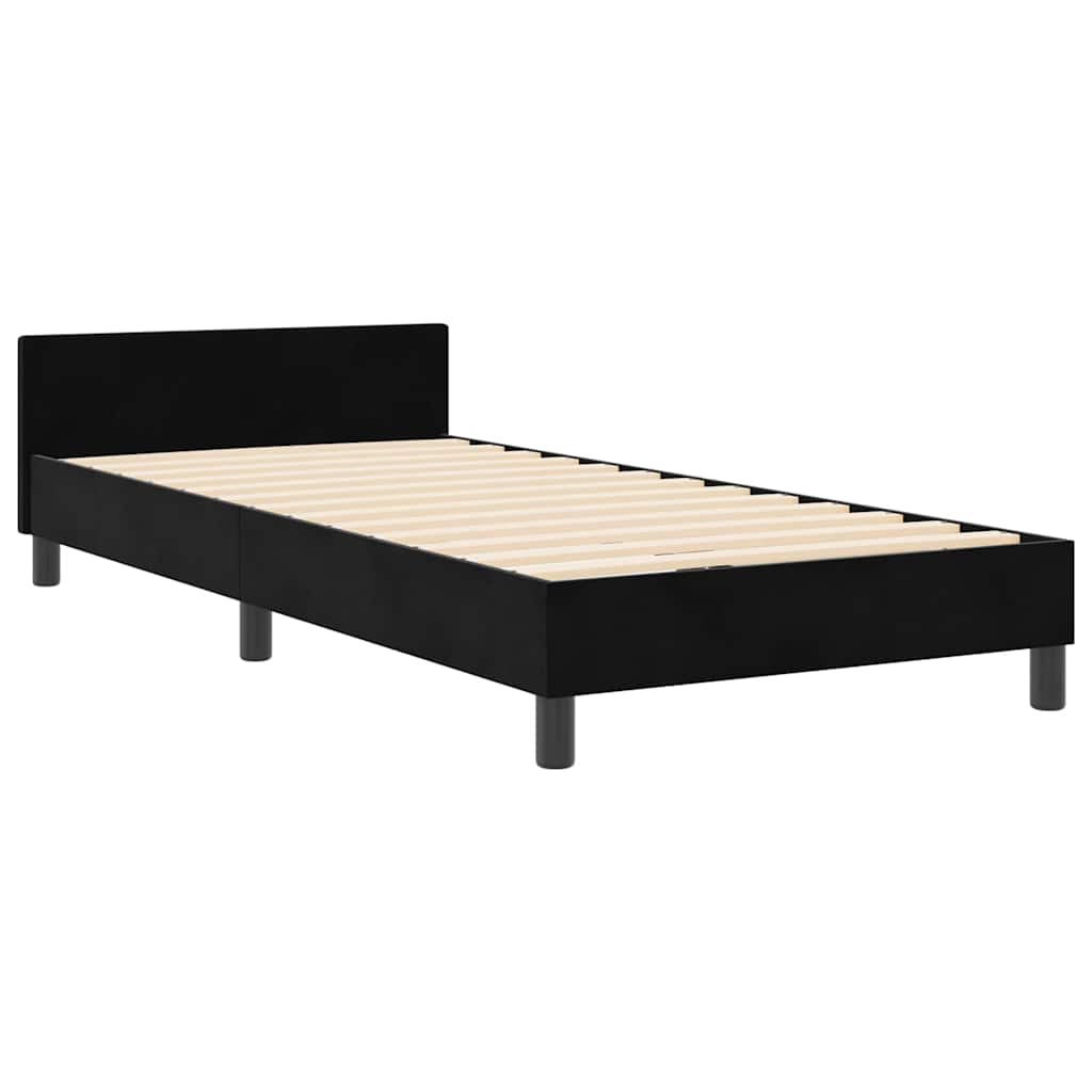 Box spring seng med hovedgærde Sort 90 x 200 cm Fløjl