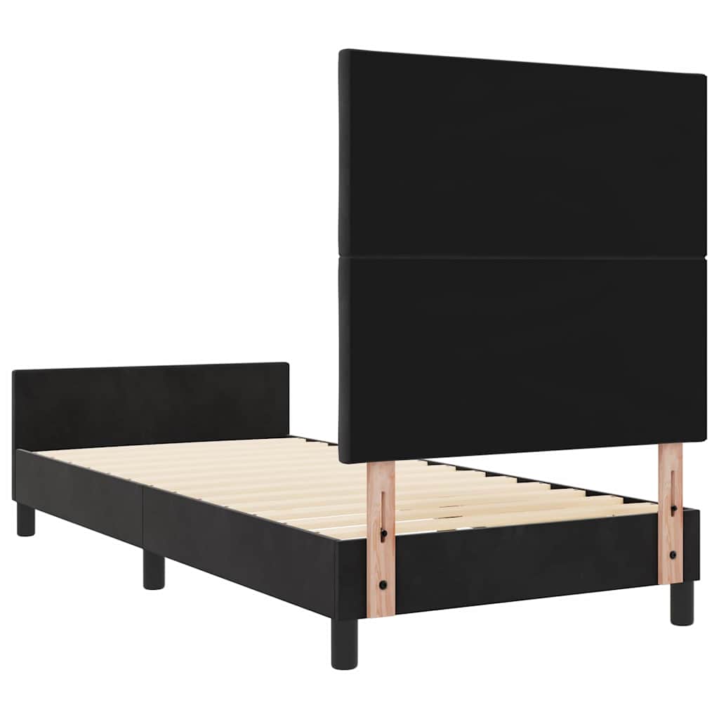 Box spring seng med hovedgærde Sort 90 x 200 cm Fløjl