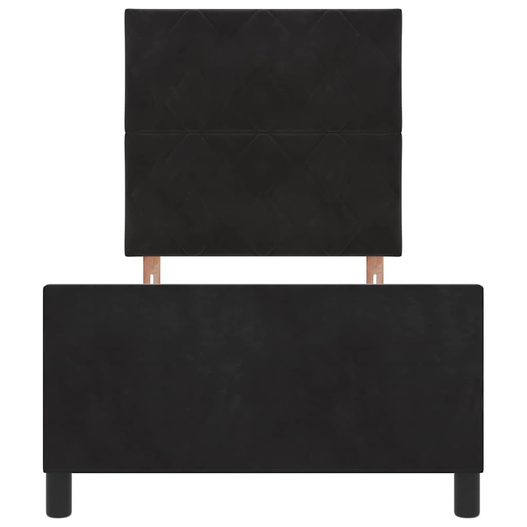Box spring seng med hovedgærde Sort 90 x 200 cm Fløjl