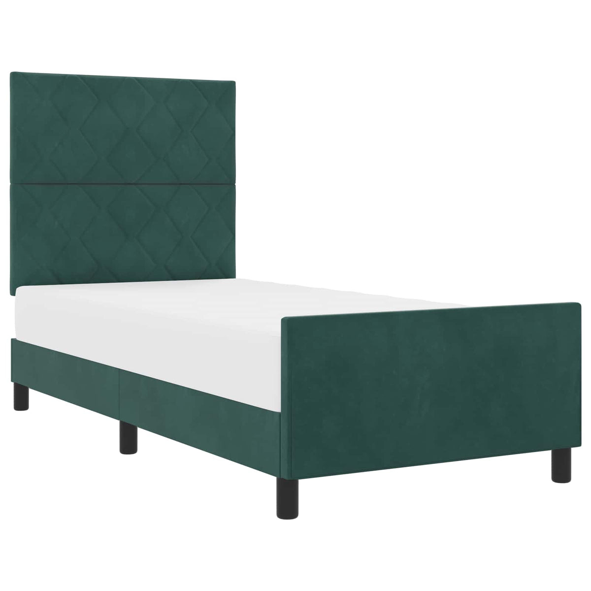 Box spring seng med hovedgærde Mørkegrøn 90 x 200 cm Fløjl