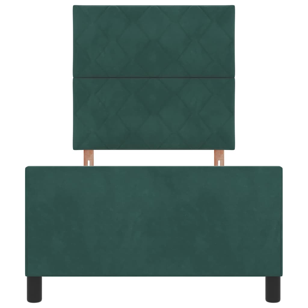 Box spring seng med hovedgærde Mørkegrøn 90 x 200 cm Fløjl