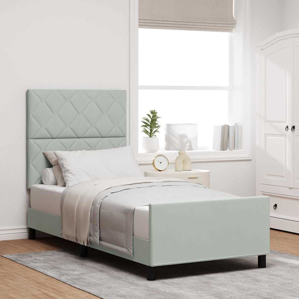 Box spring seng med hovedgærde Lysegrå 100 x 200 cm Fløjl