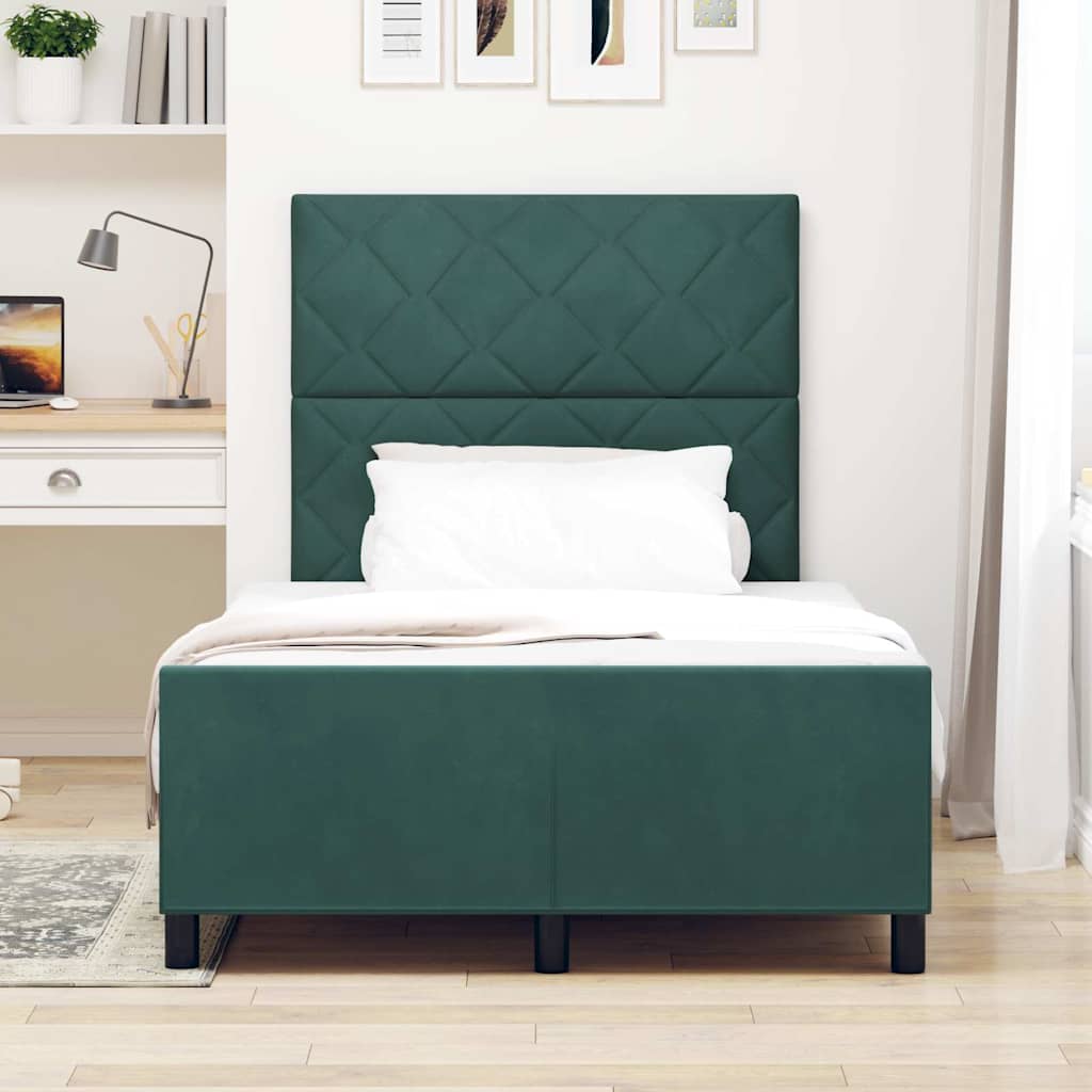 Box spring seng med hovedgærde Mørkegrøn 120 x 190 cm Fløjl