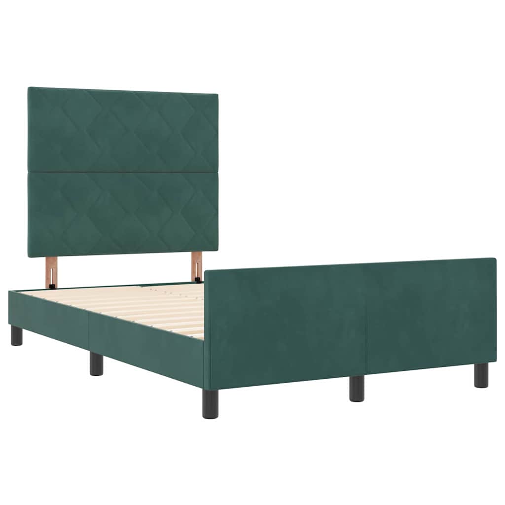 Box spring seng med hovedgærde Mørkegrøn 120 x 190 cm Fløjl