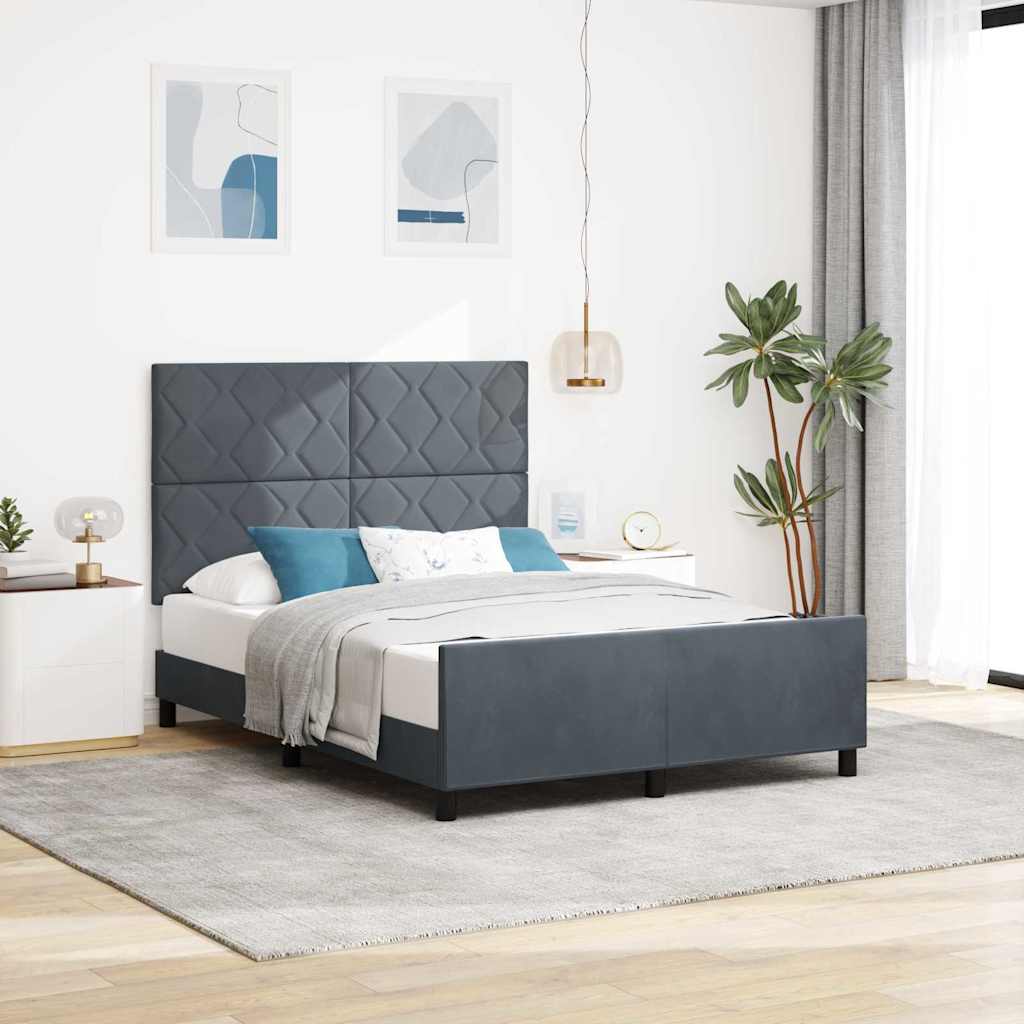 Box spring seng med hovedgærde Mørkegrå 140 x 190 cm Fløjl