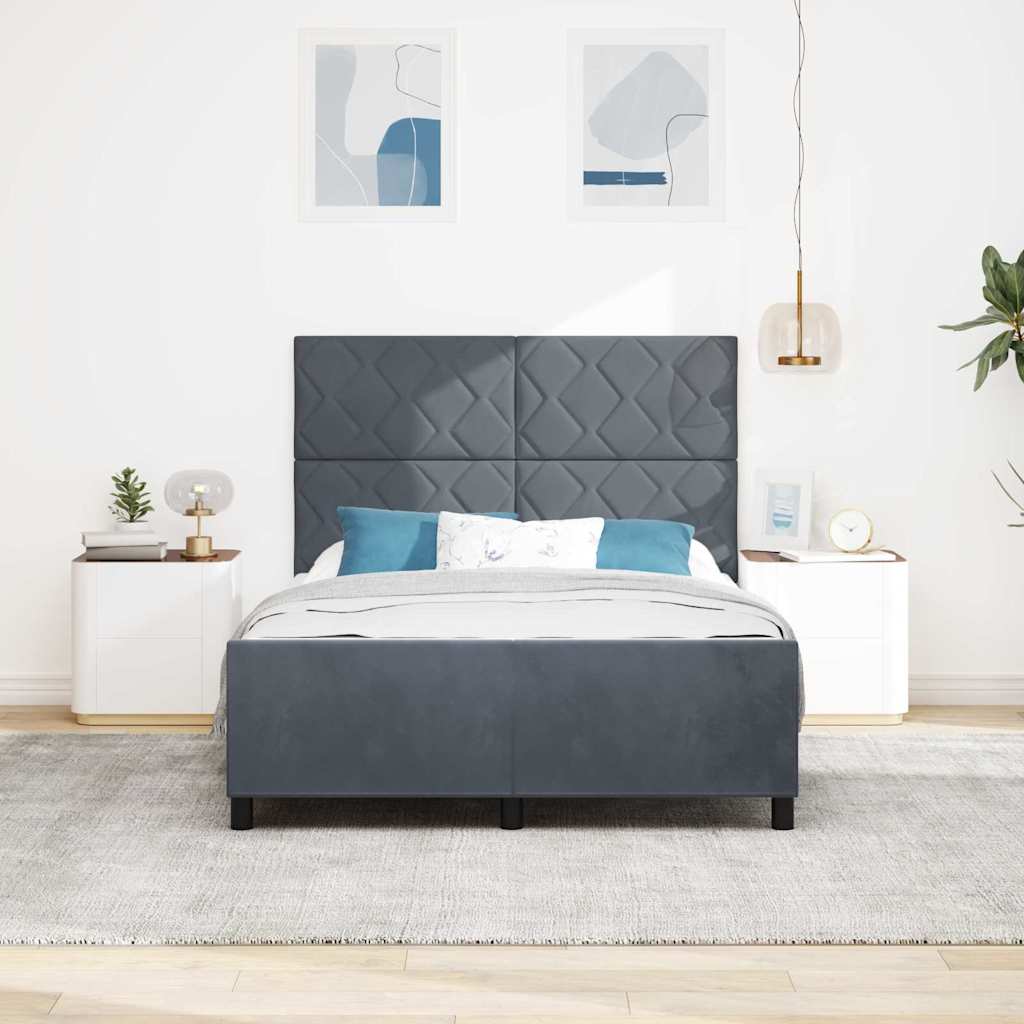 Box spring seng med hovedgærde Mørkegrå 140 x 190 cm Fløjl