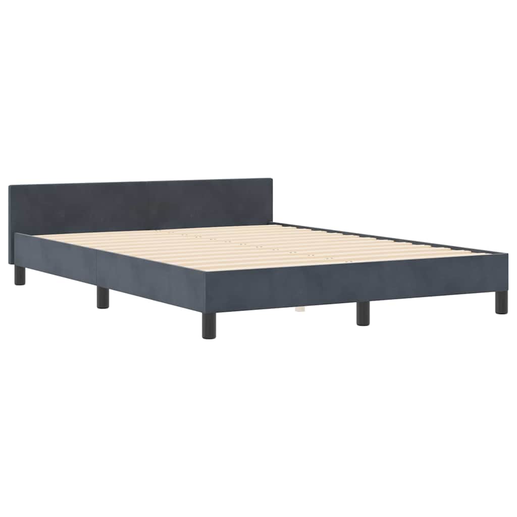 Box spring seng med hovedgærde Mørkegrå 140 x 190 cm Fløjl