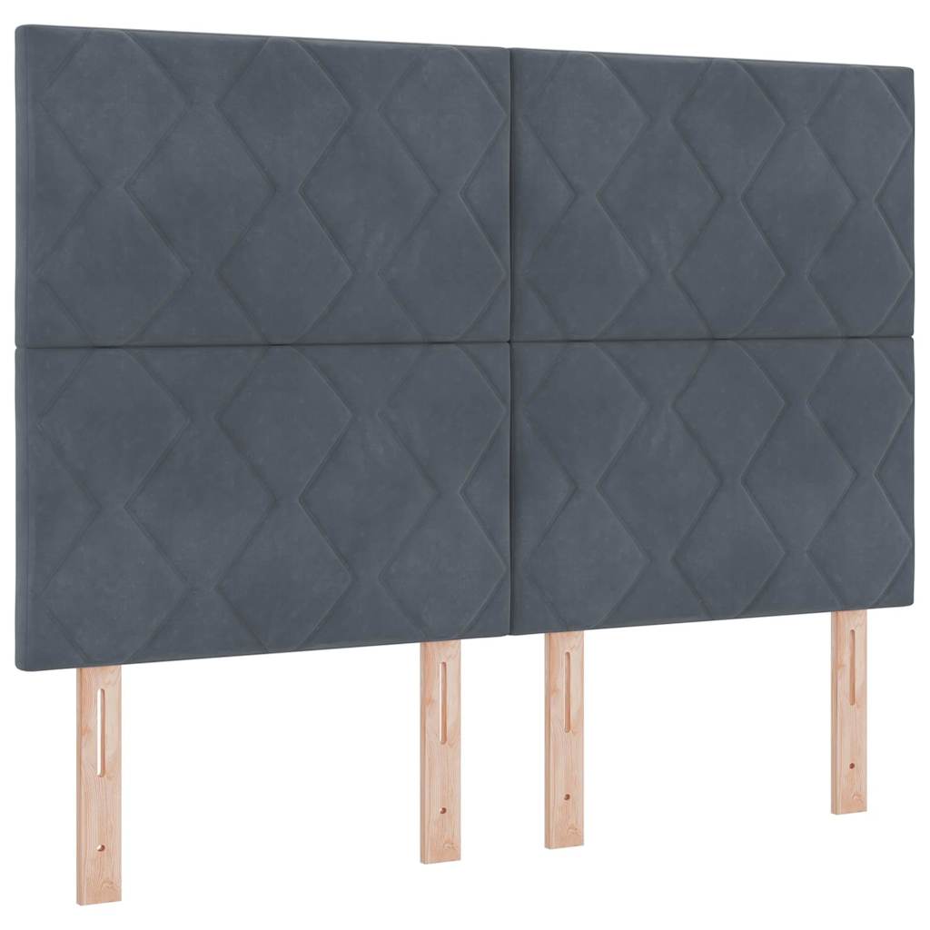 Box spring seng med hovedgærde Mørkegrå 140 x 190 cm Fløjl