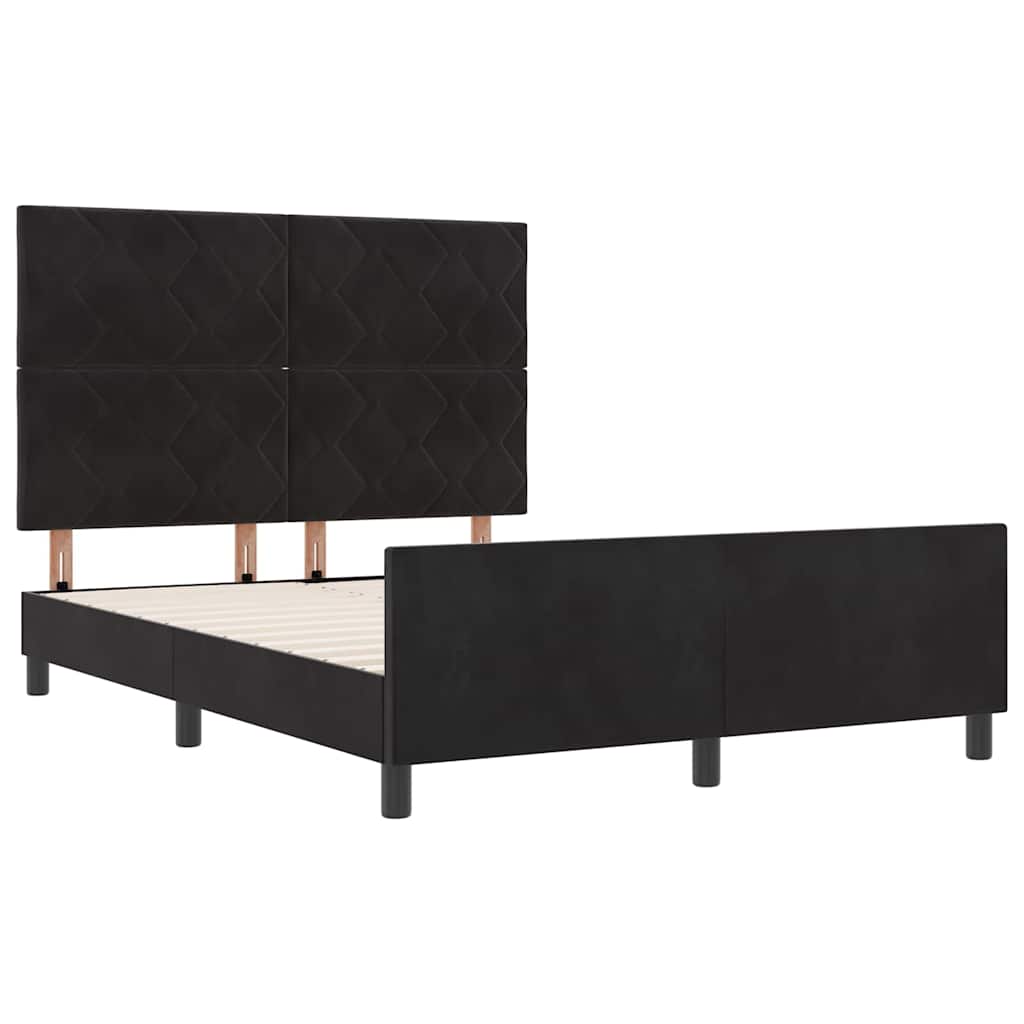Box spring seng med hovedgærde Sort 140 x 190 cm Fløjl