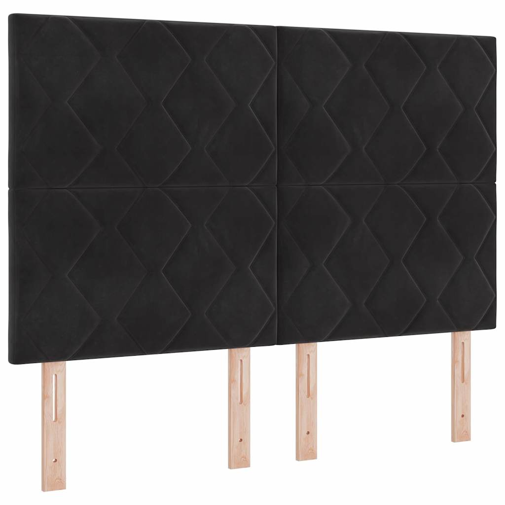 Box spring seng med hovedgærde Sort 140 x 190 cm Fløjl