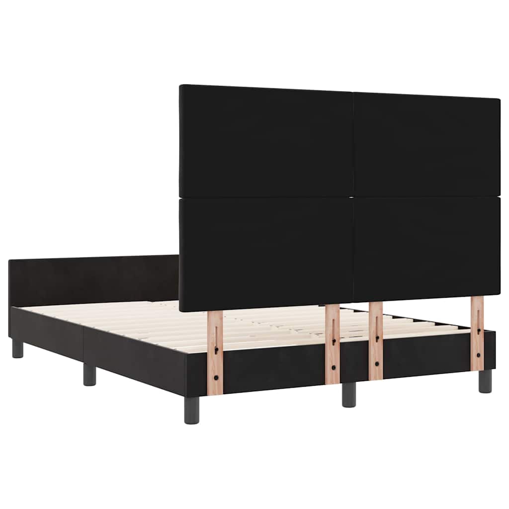 Box spring seng med hovedgærde Sort 140 x 190 cm Fløjl