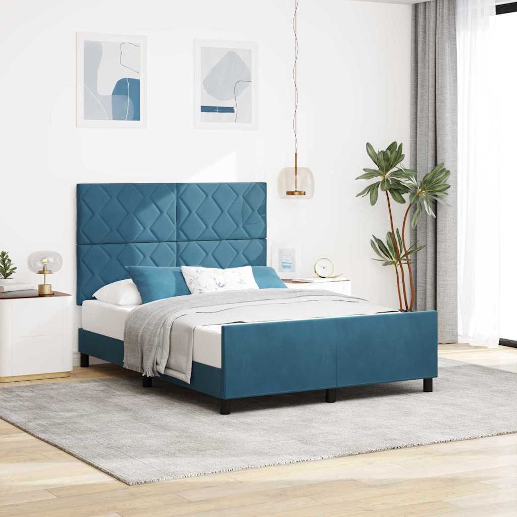 Box spring seng med hovedgærde Mørk blå 140 x 190 cm Fløjl