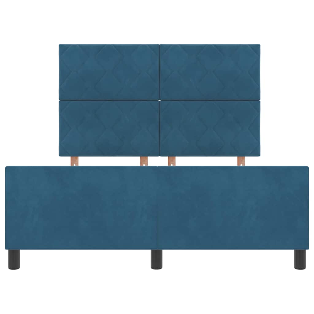 Box spring seng med hovedgærde Mørk blå 140 x 190 cm Fløjl