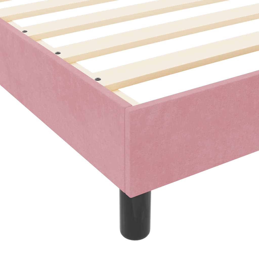 Box spring seng med hovedgærde Lyserød 140 x 190 cm Fløjl