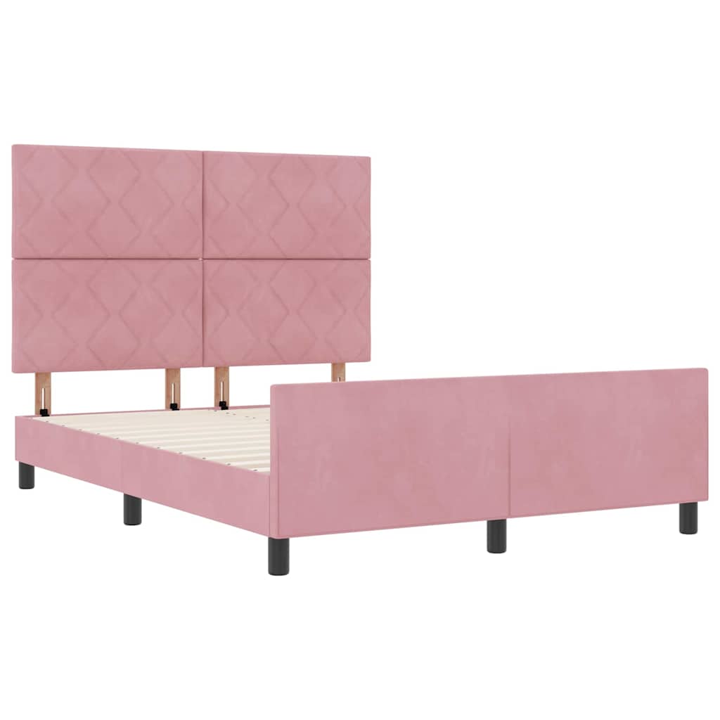Box spring seng med hovedgærde Lyserød 140 x 190 cm Fløjl
