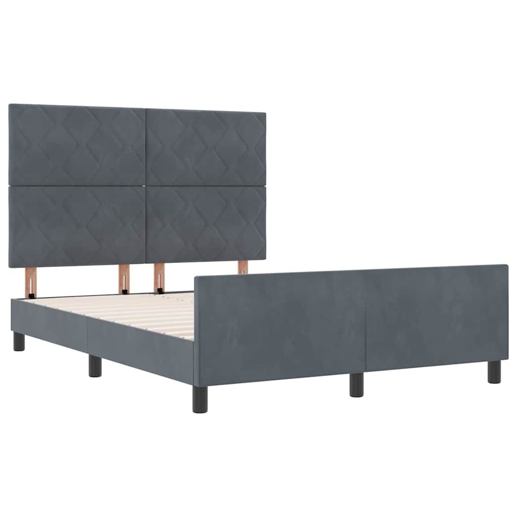 Box spring seng med hovedgærde Mørkegrå 140 x 200 cm Fløjl