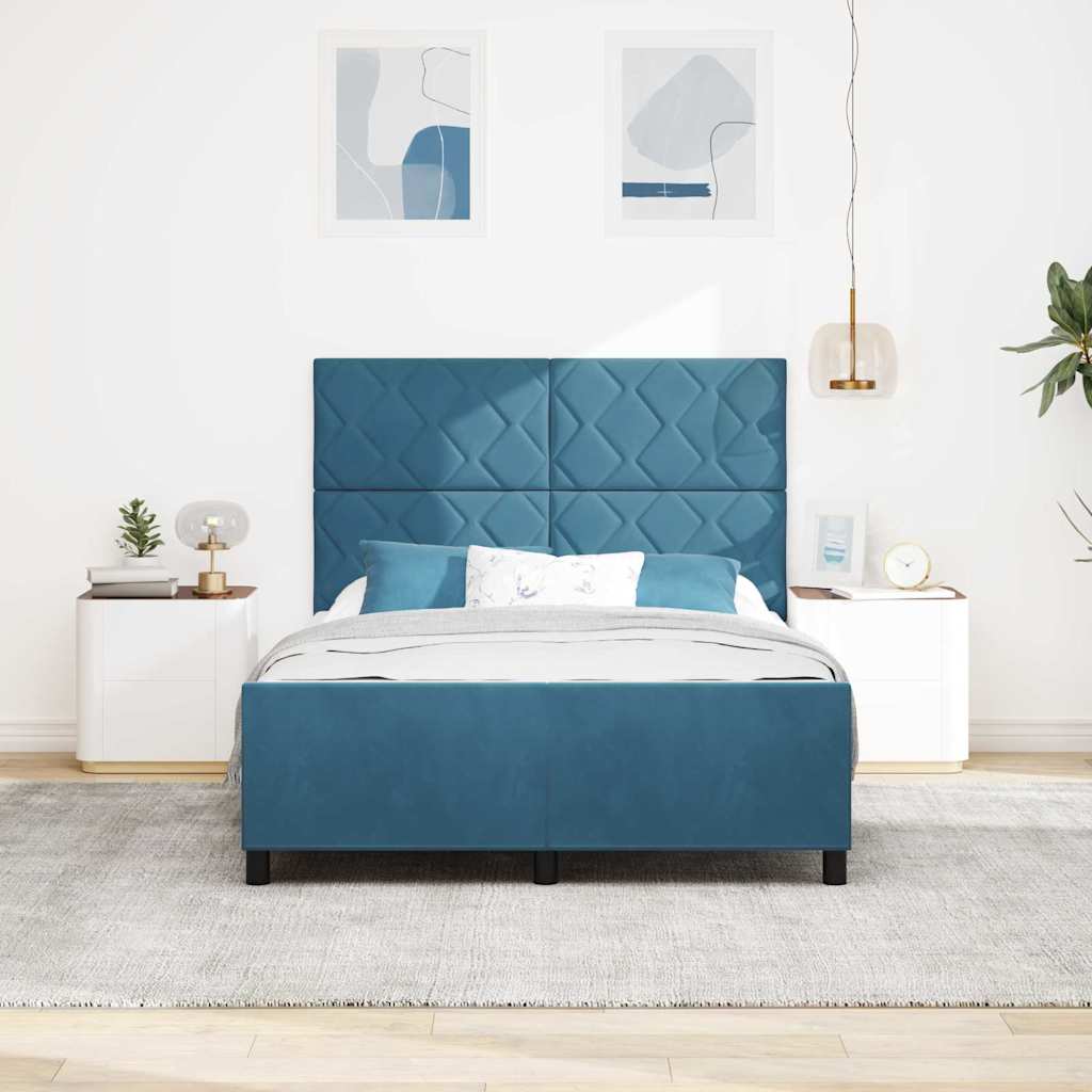 Box spring seng med hovedgærde Mørk blå 140 x 200 cm Fløjl