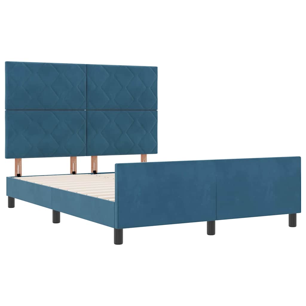 Box spring seng med hovedgærde Mørk blå 140 x 200 cm Fløjl