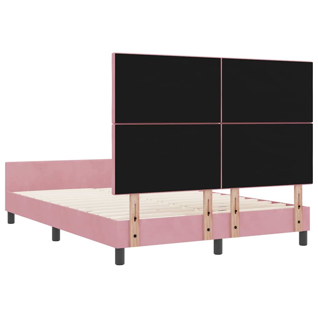 Box spring seng med hovedgærde Lyserød 140 x 200 cm Fløjl