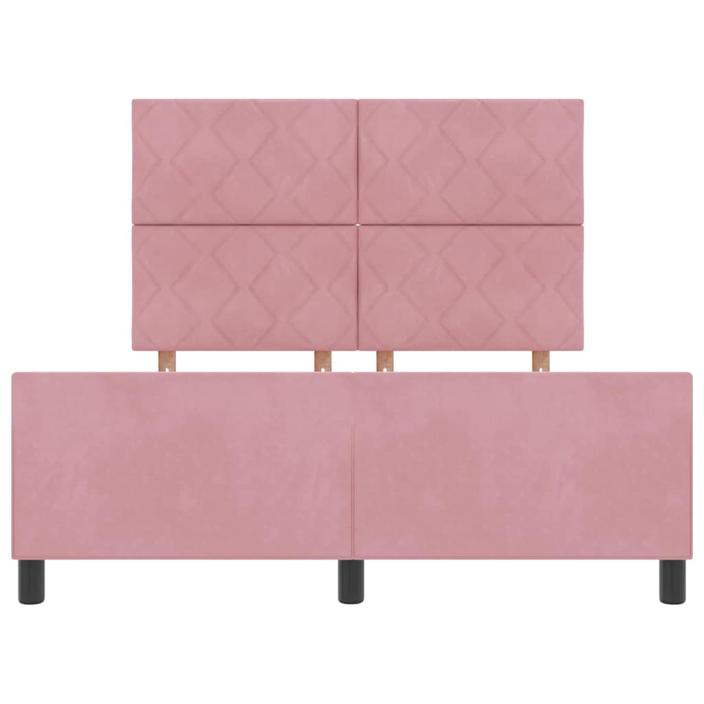 Box spring seng med hovedgærde Lyserød 140 x 200 cm Fløjl