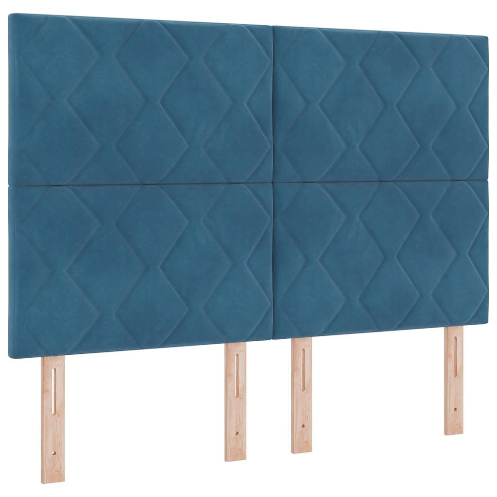 Box spring seng med hovedgærde Mørk blå 160 x 200 cm Fløjl