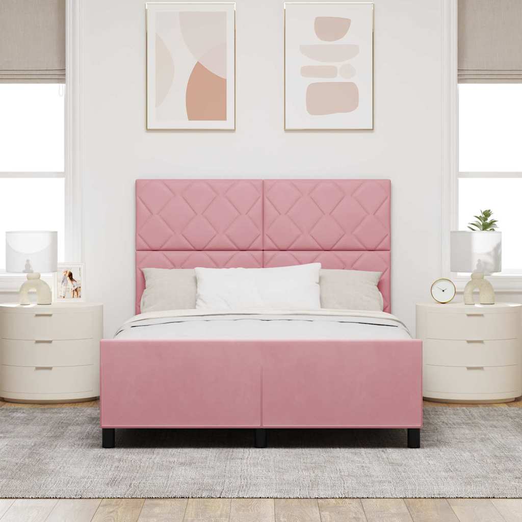Box spring seng med hovedgærde Lyserød 160 x 200 cm Fløjl