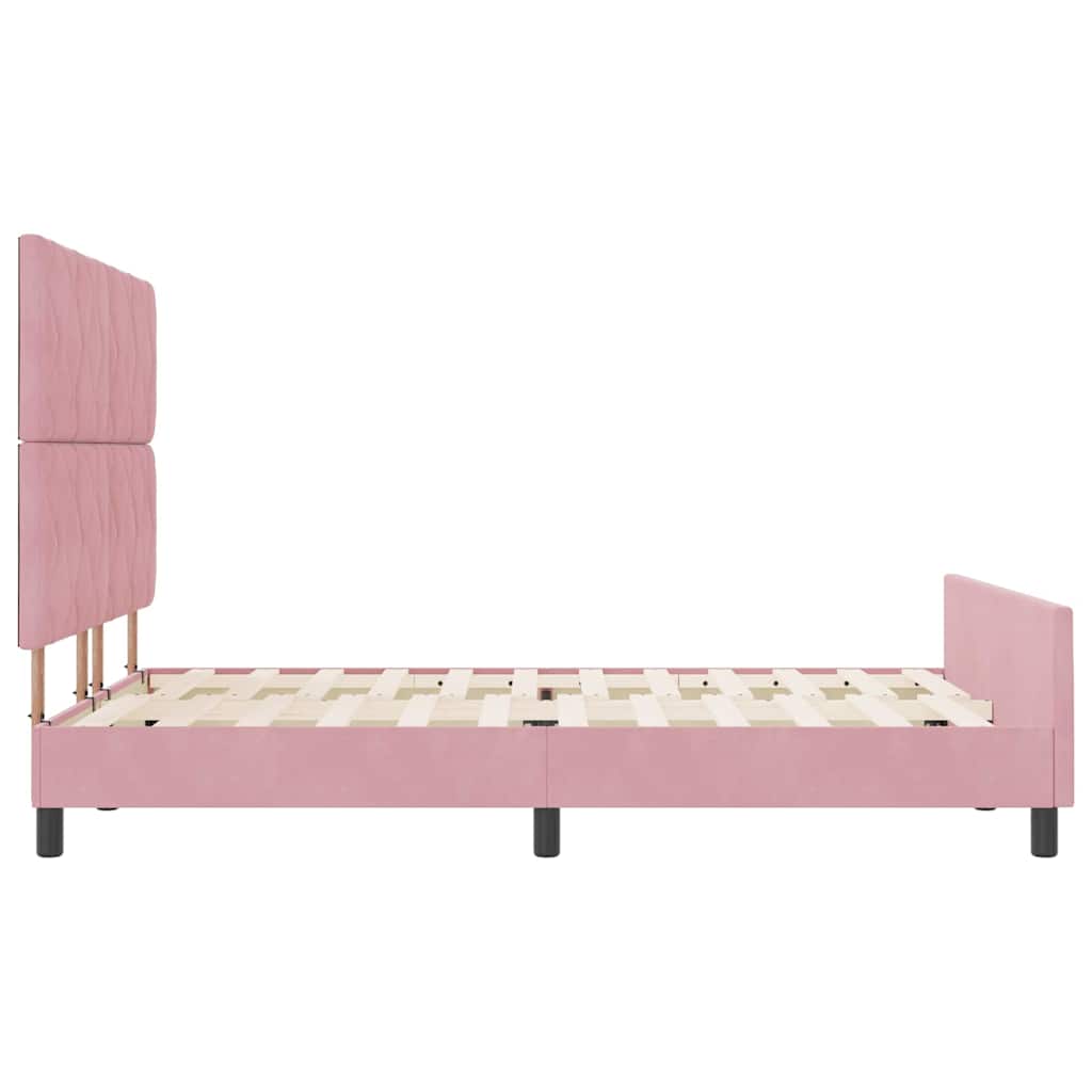 Box spring seng med hovedgærde Lyserød 160 x 200 cm Fløjl