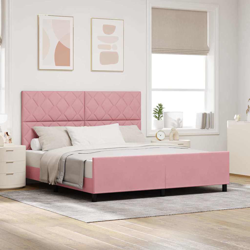vidaXL Box spring seng med hovedgærde Lyserød 180 x 200 cm Fløjl