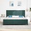 Box spring seng med hovedgærde Mørkegrøn 200 x 200 cm Fløjl