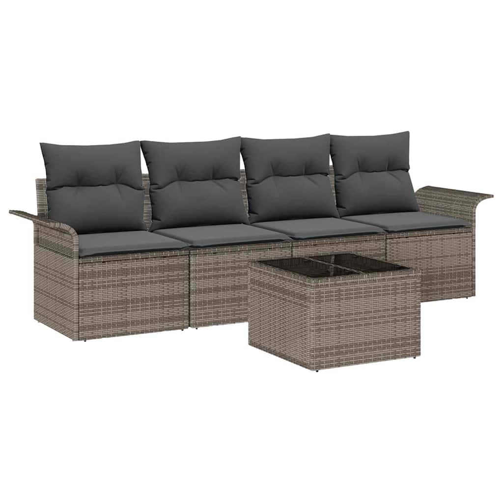 Havesofa Sæt 5 stk. Grå polyrattan