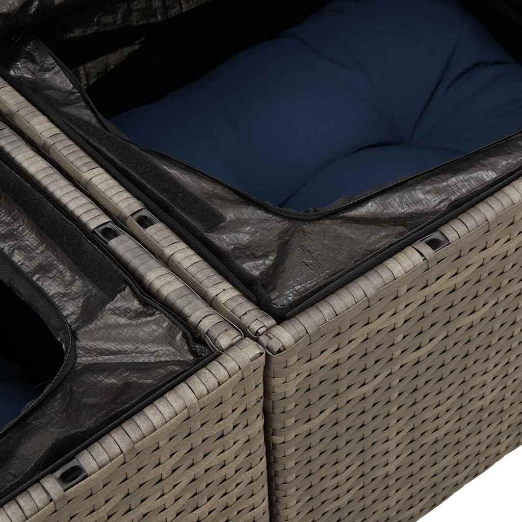 Havesofa Sæt 6 stk. Grå og Marineblå polyrattan