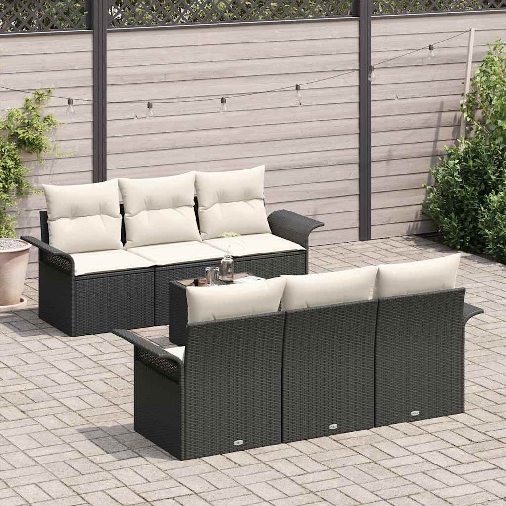 Havesofa Sæt 7 stk. Sort og Cream polyrattan