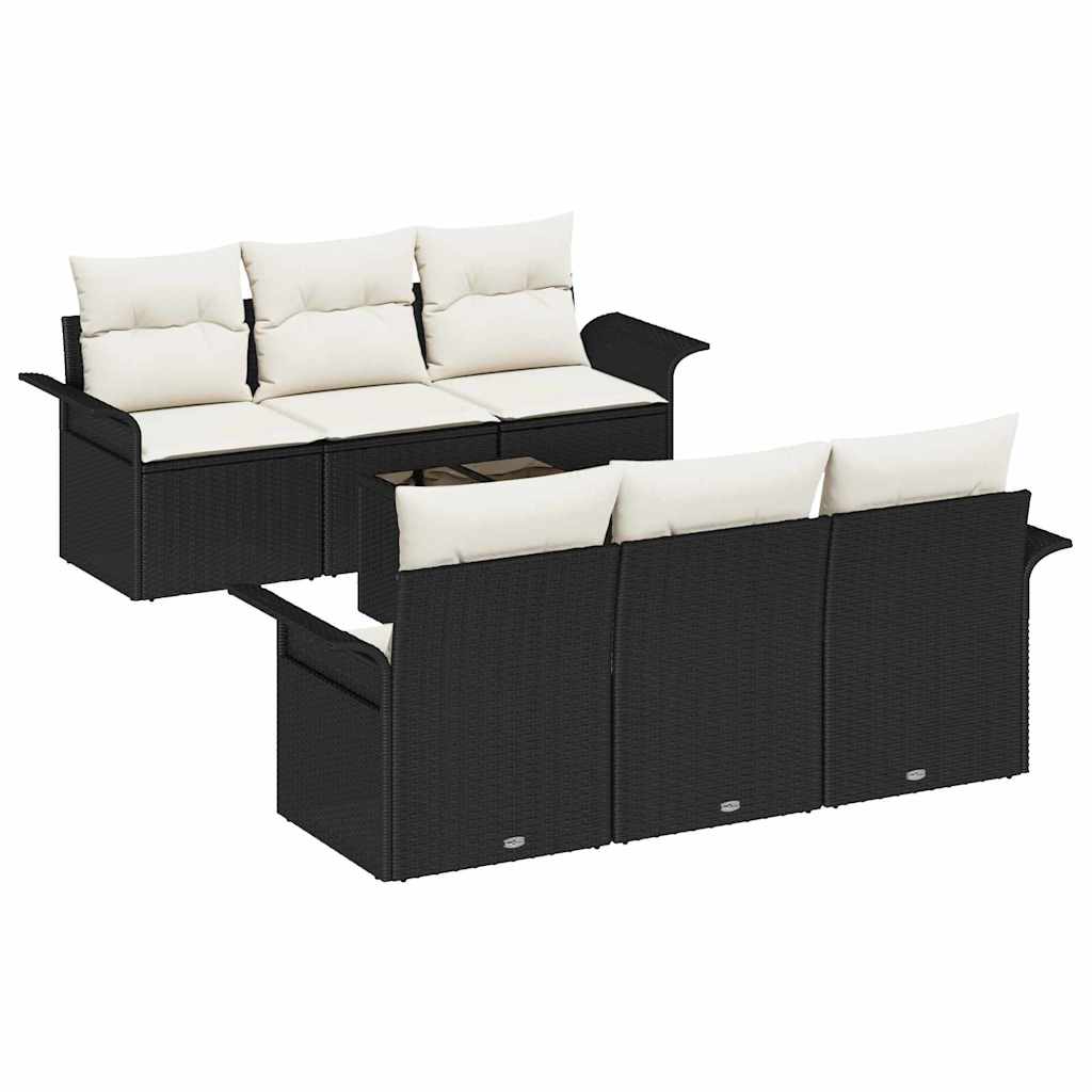 Havesofa Sæt 7 stk. Sort og Cream polyrattan