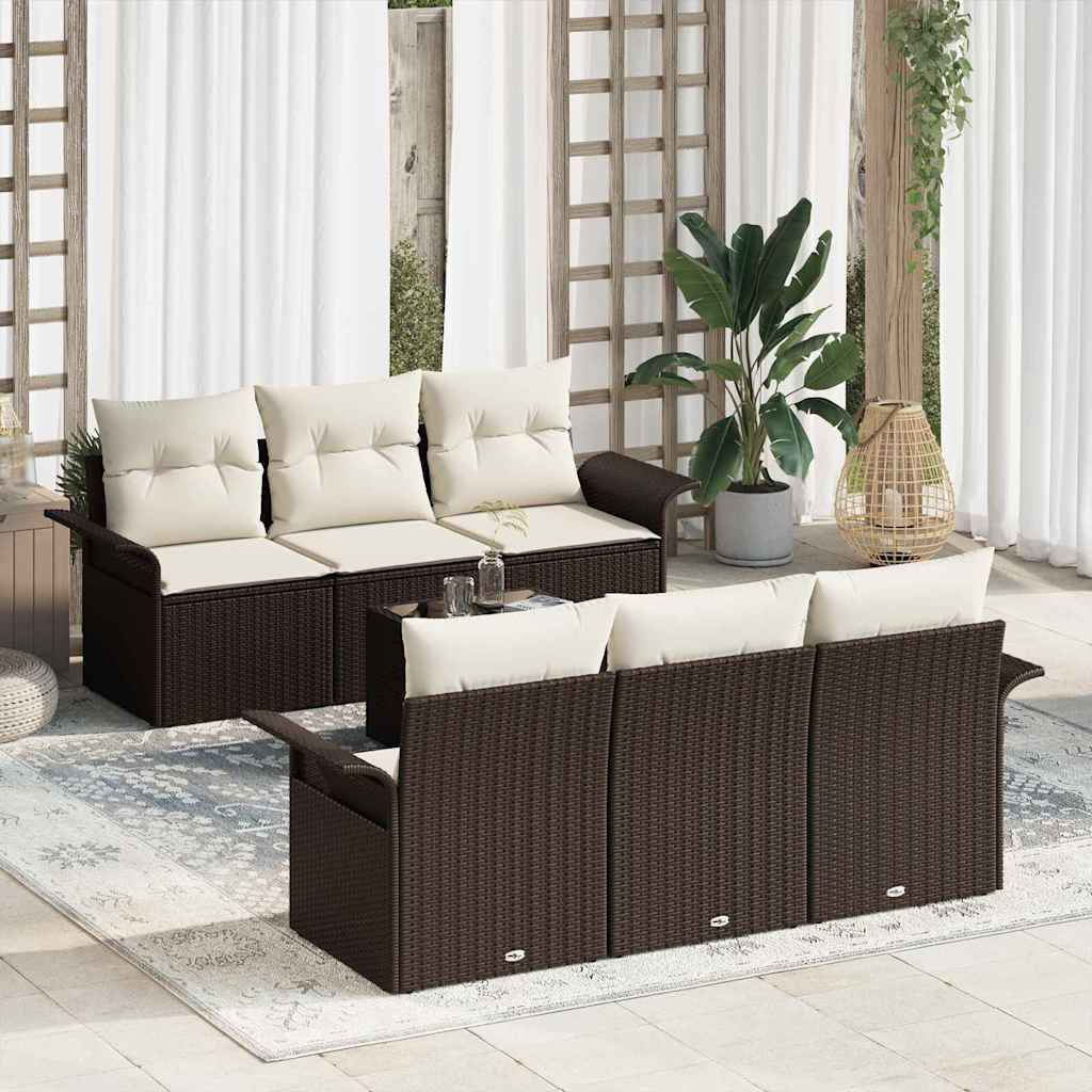 Havesofa Sæt 7 stk. Brun og Creme polyrattan
