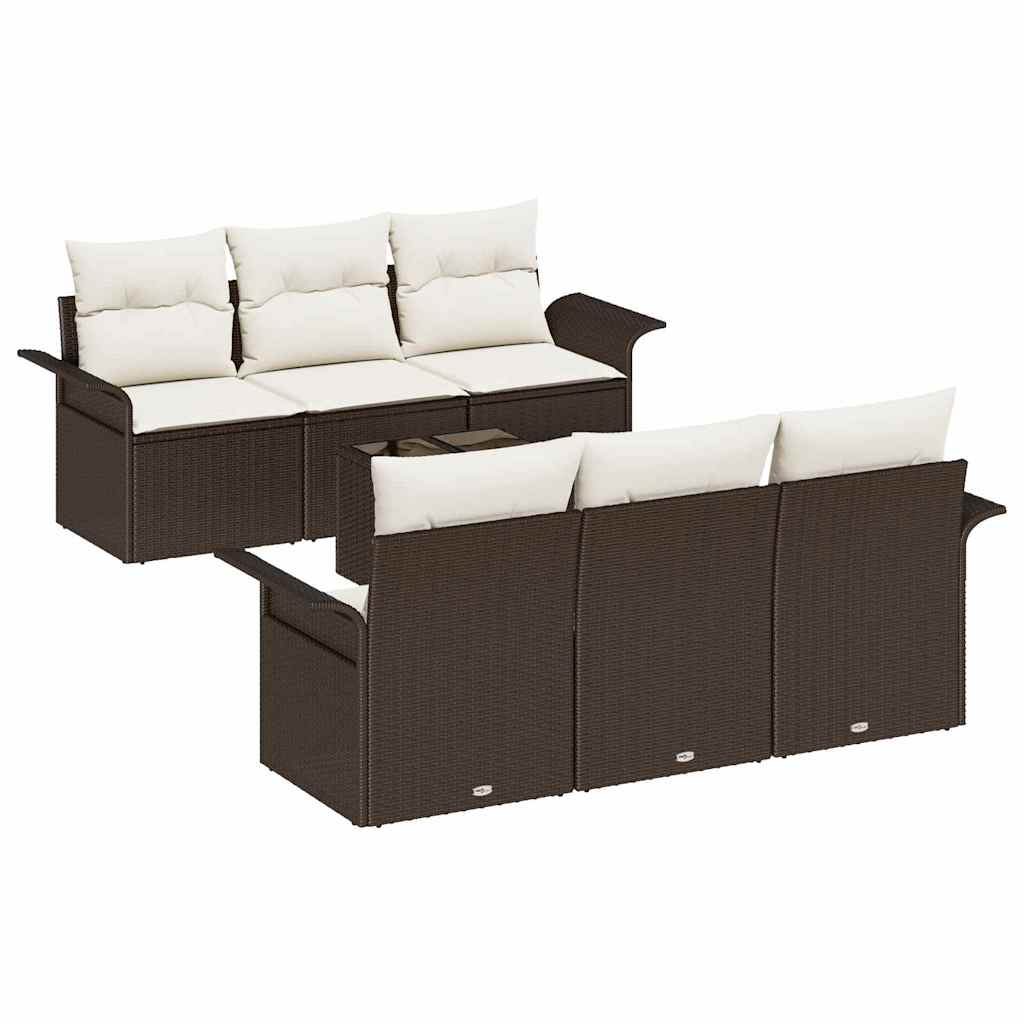 Havesofa Sæt 7 stk. Brun og Creme polyrattan