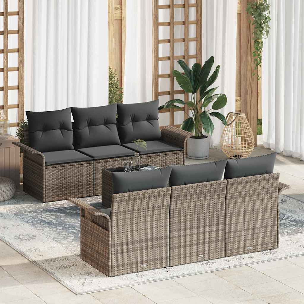 Havesofa Sæt 7 stk. Grå polyrattan